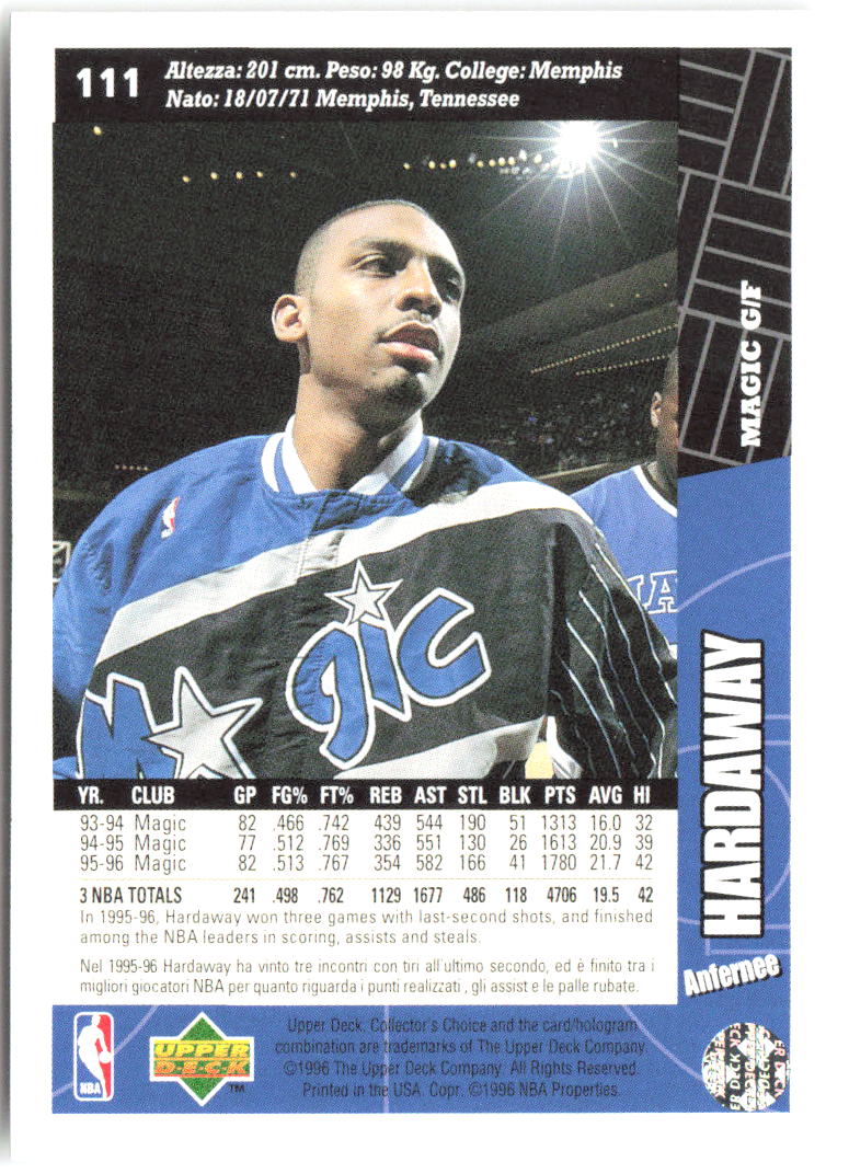 Anfernee Hardaway Collector's Choice 111 1996-97 Orlando Magic