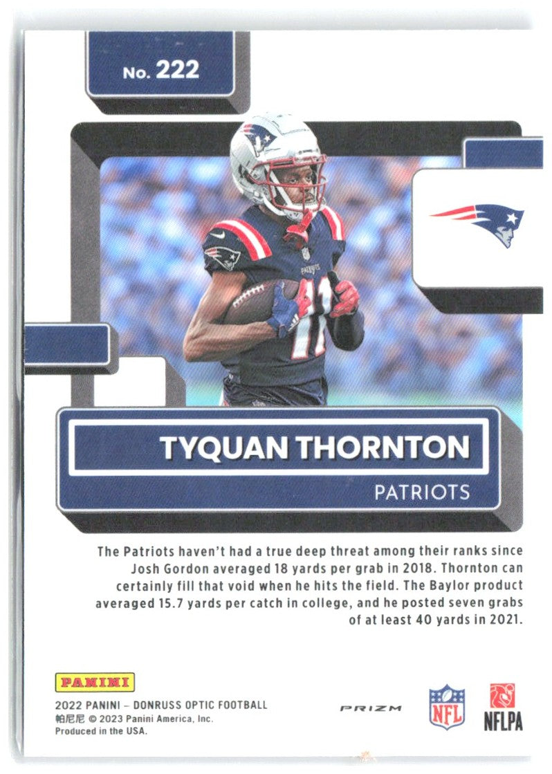 Tyquan Thornton Donruss Optic - Purple Shock 222 2022 New England Patriots