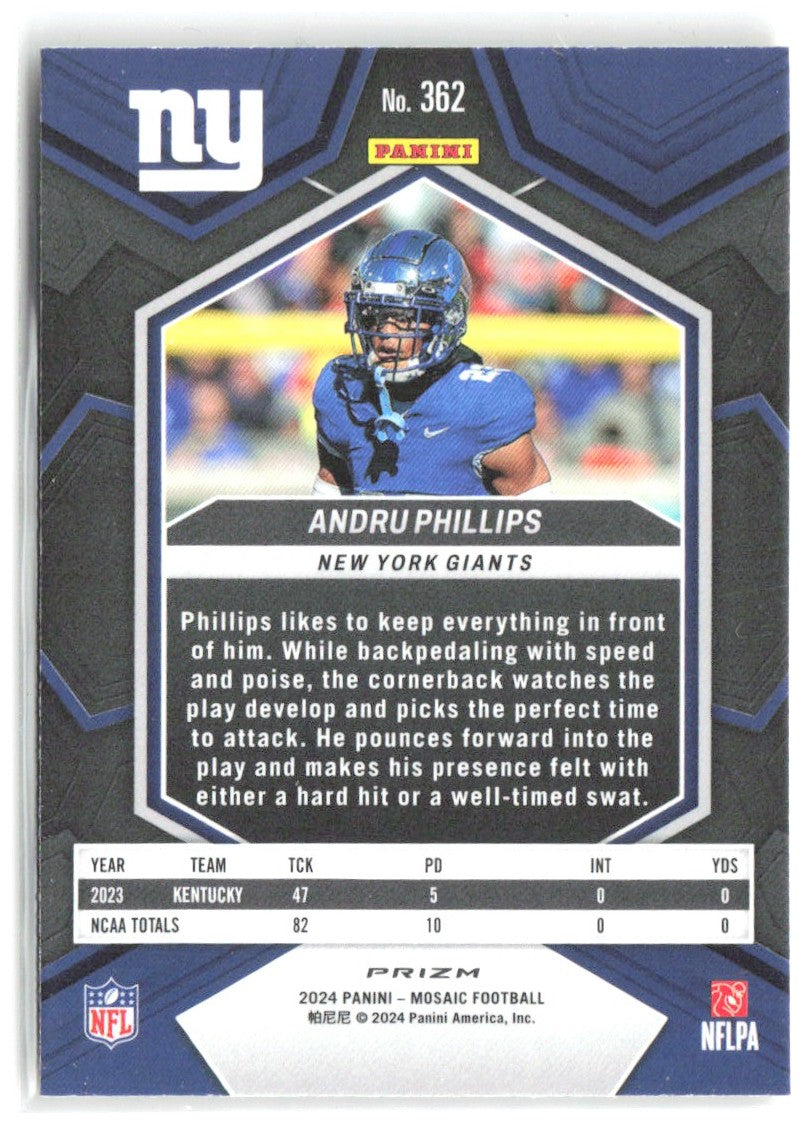 Andru Phillips Panini Mosaic - Mosaic Reactive Yellow 362 2024 New York Giants