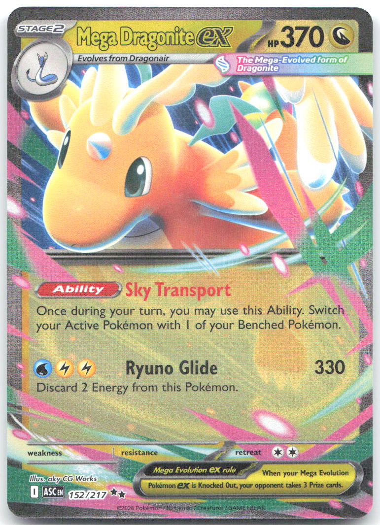 Mega Dragonite ex 152 217 Holo Double Rare ME: Ascended Heroes 152/217 NM aky CG Works