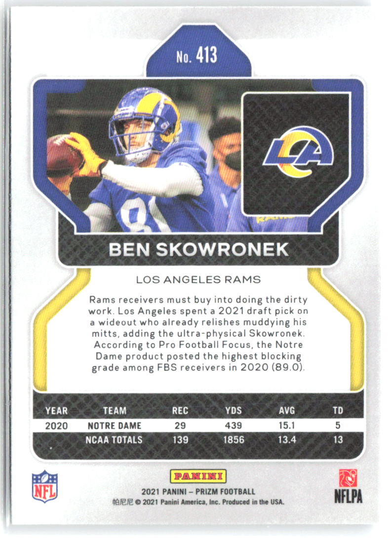 Ben Skowronek Panini Prizm 413 2021 Los Angeles Rams RC