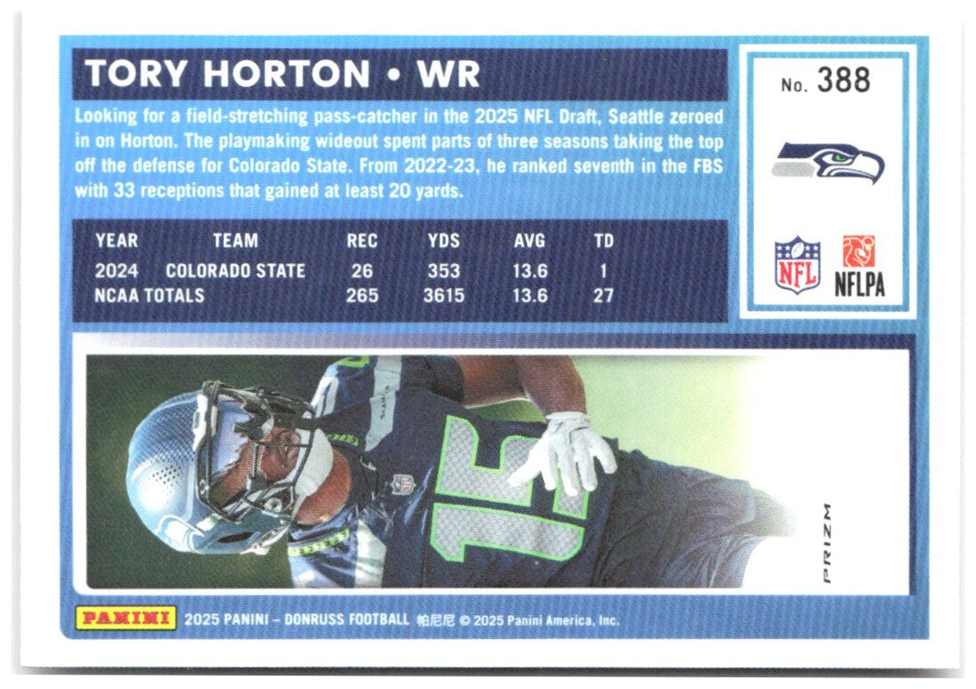 Tory Horton Donruss - Optic Rated Rookies Preview Pink 388 2025 Seattle Seahawks