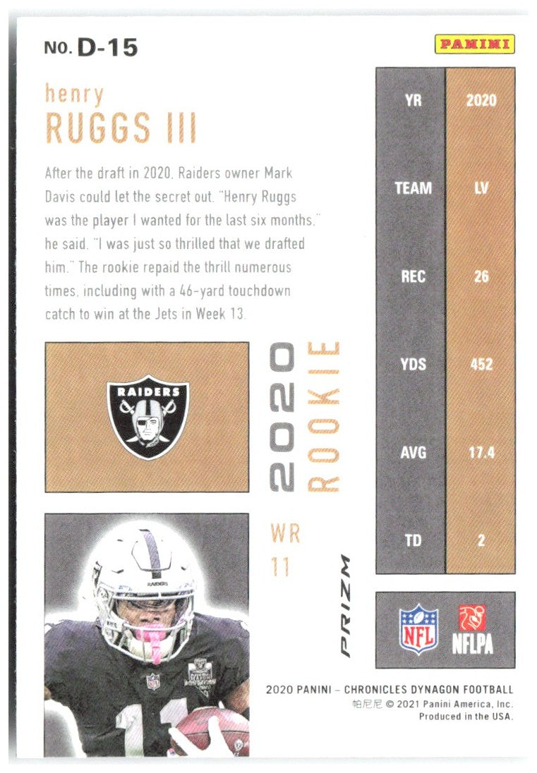 Henry Ruggs III Chronicles - Dynagon Rookies Silver D-15 2020 Las Vegas Raiders