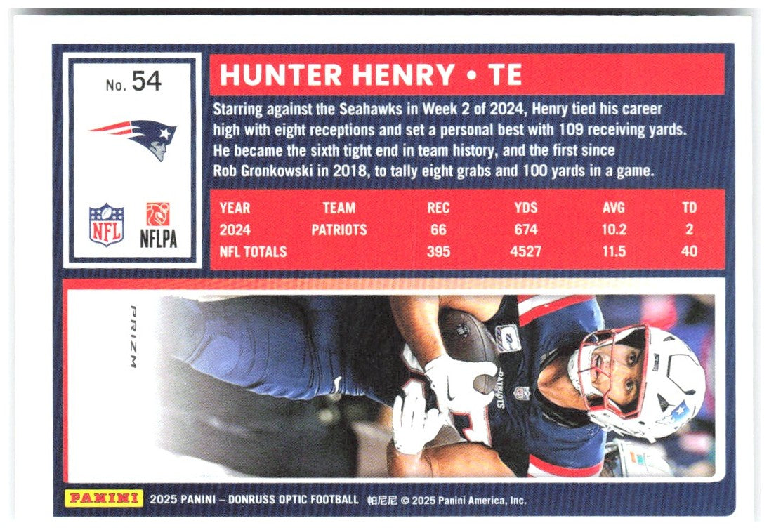 Hunter Henry Donruss Optic - Holo 54 2025 New England Patriots