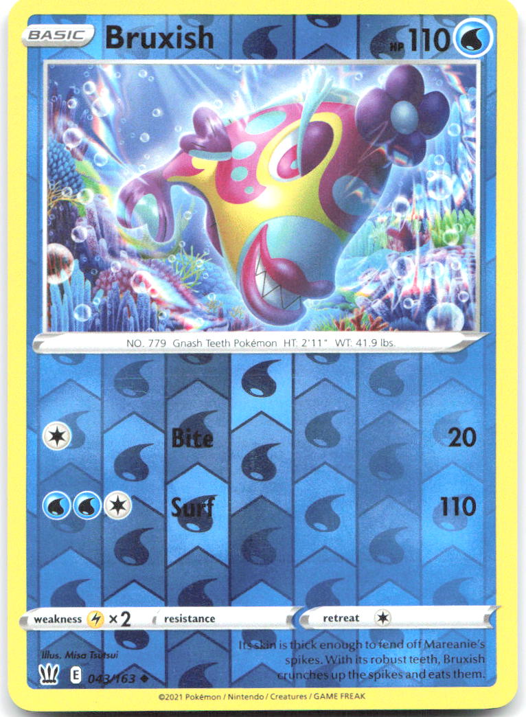 Bruxish Reverse Holo Uncommon SWSH05 Battle Styles 043/163 NM Misa Tsutsui