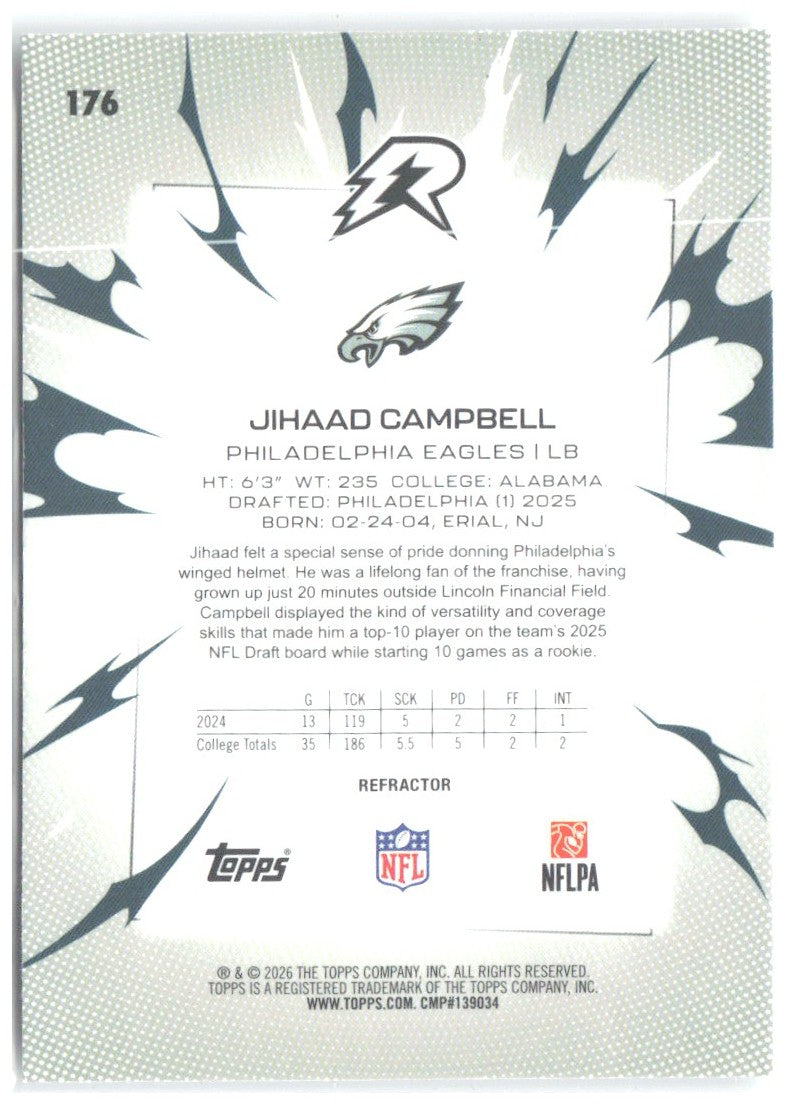 Jihaad Campbell Topps Resurgence - Refractor 176 2025 Philadelphia Eagles
