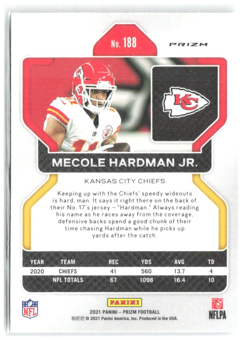 Mecole Hardman Jr. Panini Prizm - Silver 188 2021 Kansas City Chiefs