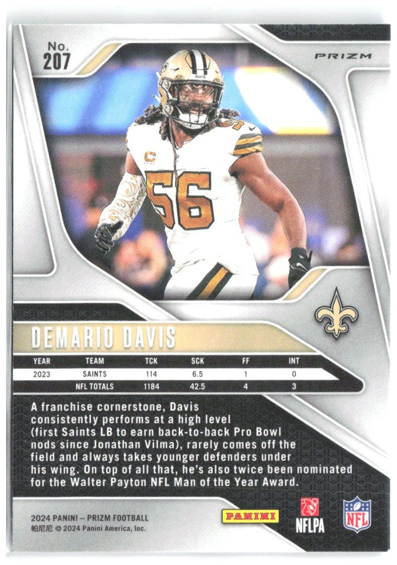 Demario Davis Panini Prizm - Red White and Blue 207 2024 New Orleans Saints