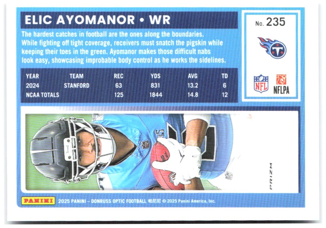 Elic Ayomanor Donruss Optic - Purple Shock 235 2025 Tennessee Titans