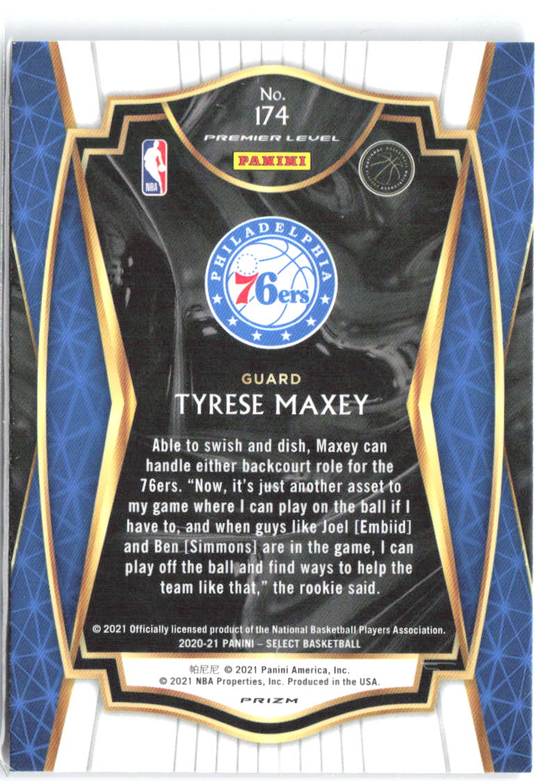 Tyrese Maxey Select Blue White Purple Cracked Ice 174 2020-21 Philadelphia 76ers