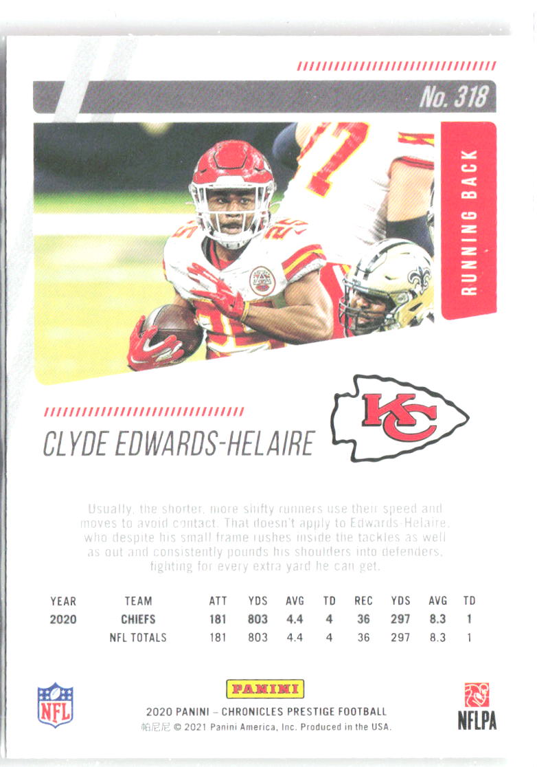 Clyde Edwards-Helaire Chronicles - Prestige Rookies 318 2020 Kansas City Chiefs