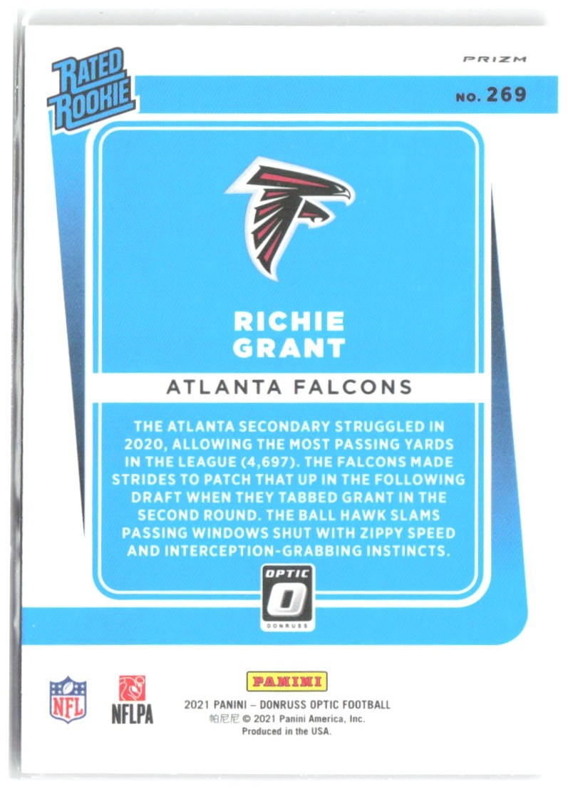 Richie Grant Donruss Optic - Bronze 269 2021 Atlanta Falcons
