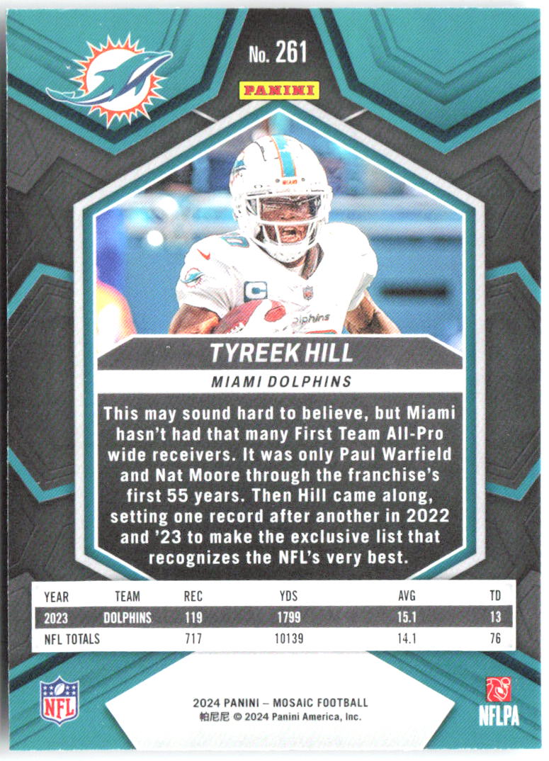 Tyreek Hill Panini Mosaic 261 2024 Miami Dolphins