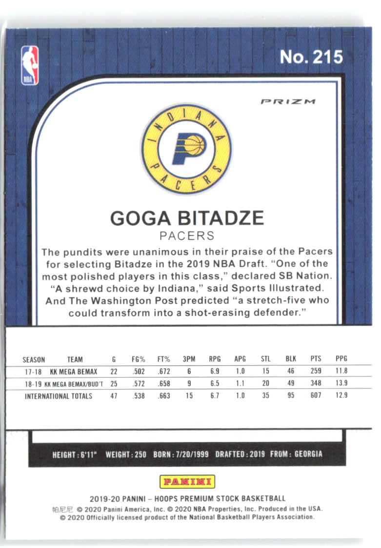Goga Bitadze Hoops Premium Stock Prizms Purple Disco 215 2019-20 Indiana Pacers