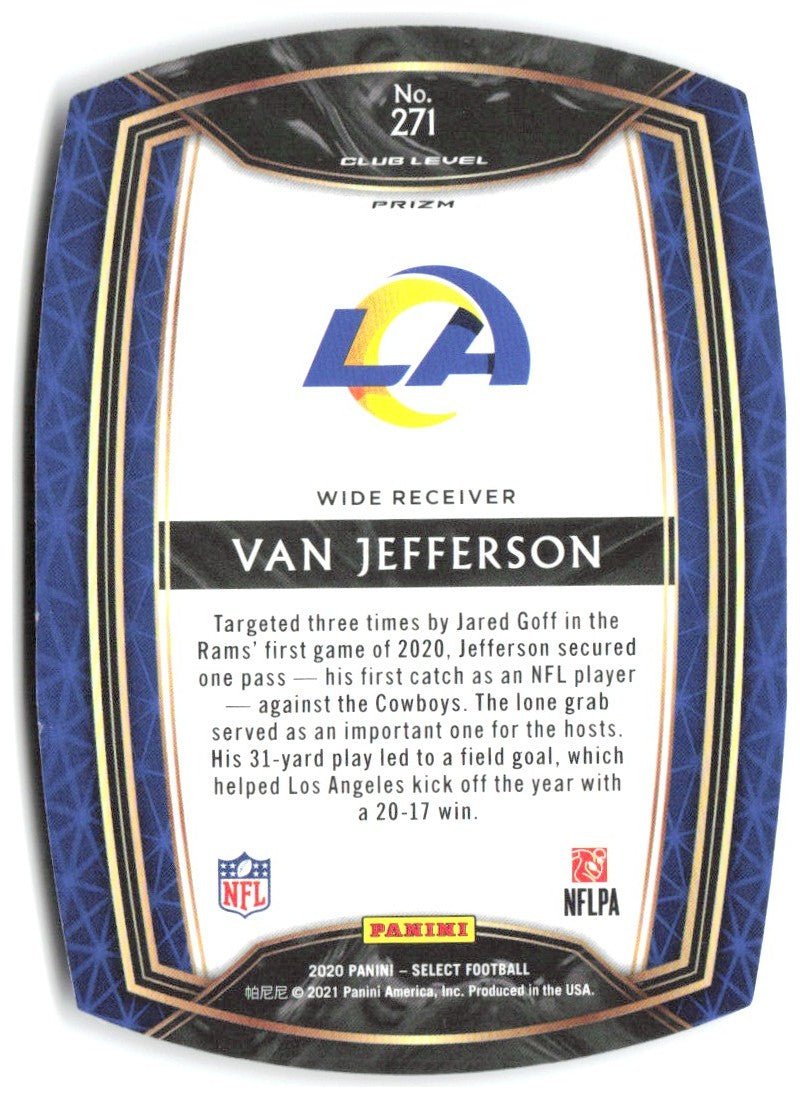 Van Jefferson Panini Select - Purple Prizm Die Cut 271 2020 Los Angeles Rams