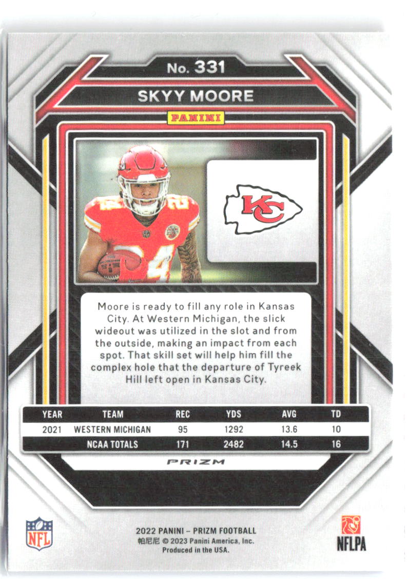 Skyy Moore Panini Prizm - Red White and Blue 331 2022 Kansas City Chiefs