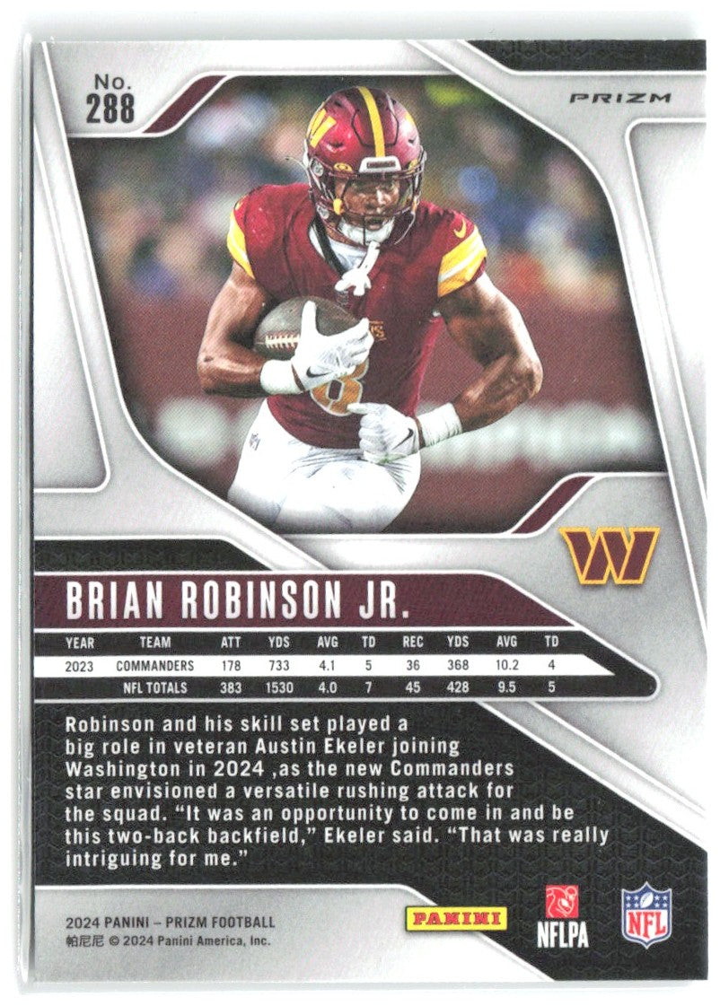 Brian Robinson Jr. Panini Prizm - Green 288 2024 Washington Commanders
