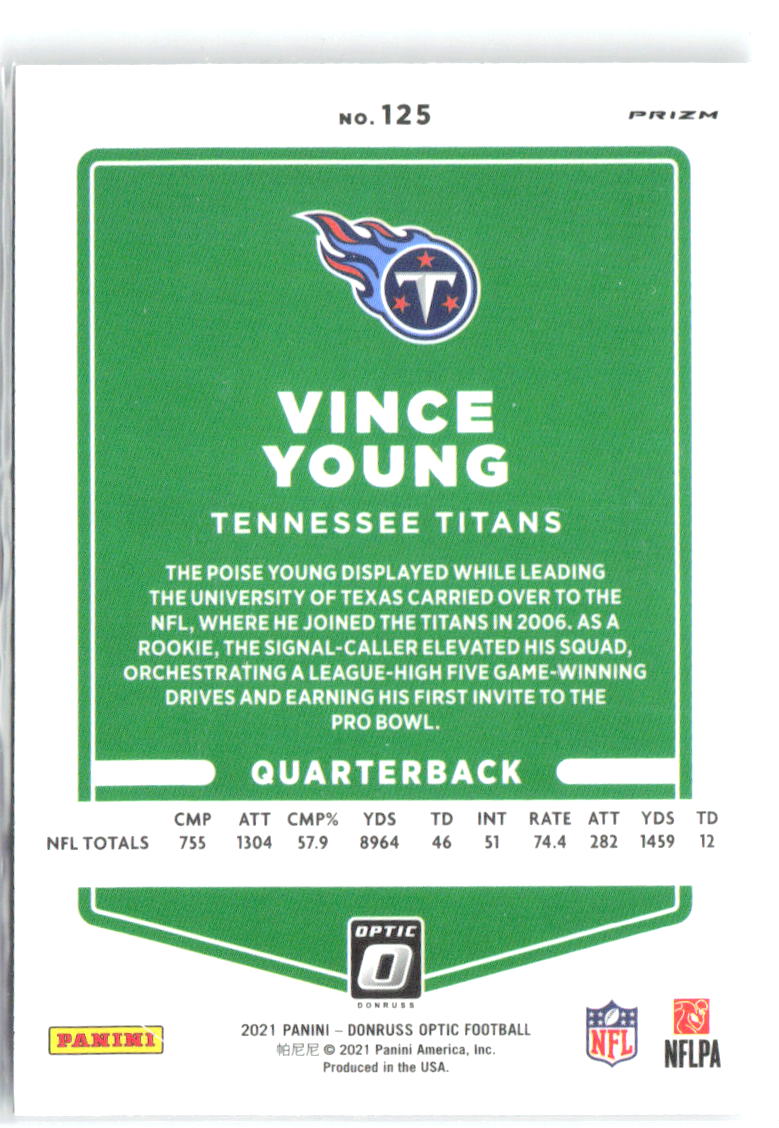 Vince Young Donruss Optic - Holo 125 2021 Tennessee Titans