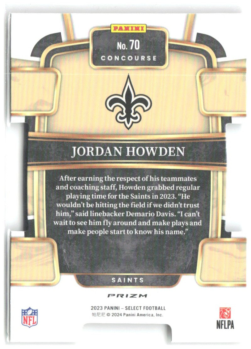 Jordan Howden Select - Red and Yellow Prizms Die Cuts 70 2023 New Orleans Saints