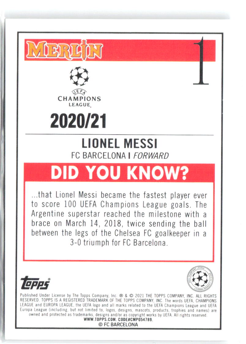 Lionel Messi Merlin UEFA Champions League 1 2020-21 FC Barcelona