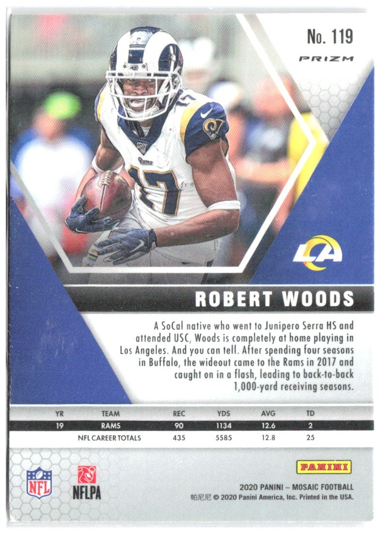 Robert Woods Panini Mosaic - Prizm Camo Pink 119 2020 Los Angeles Rams