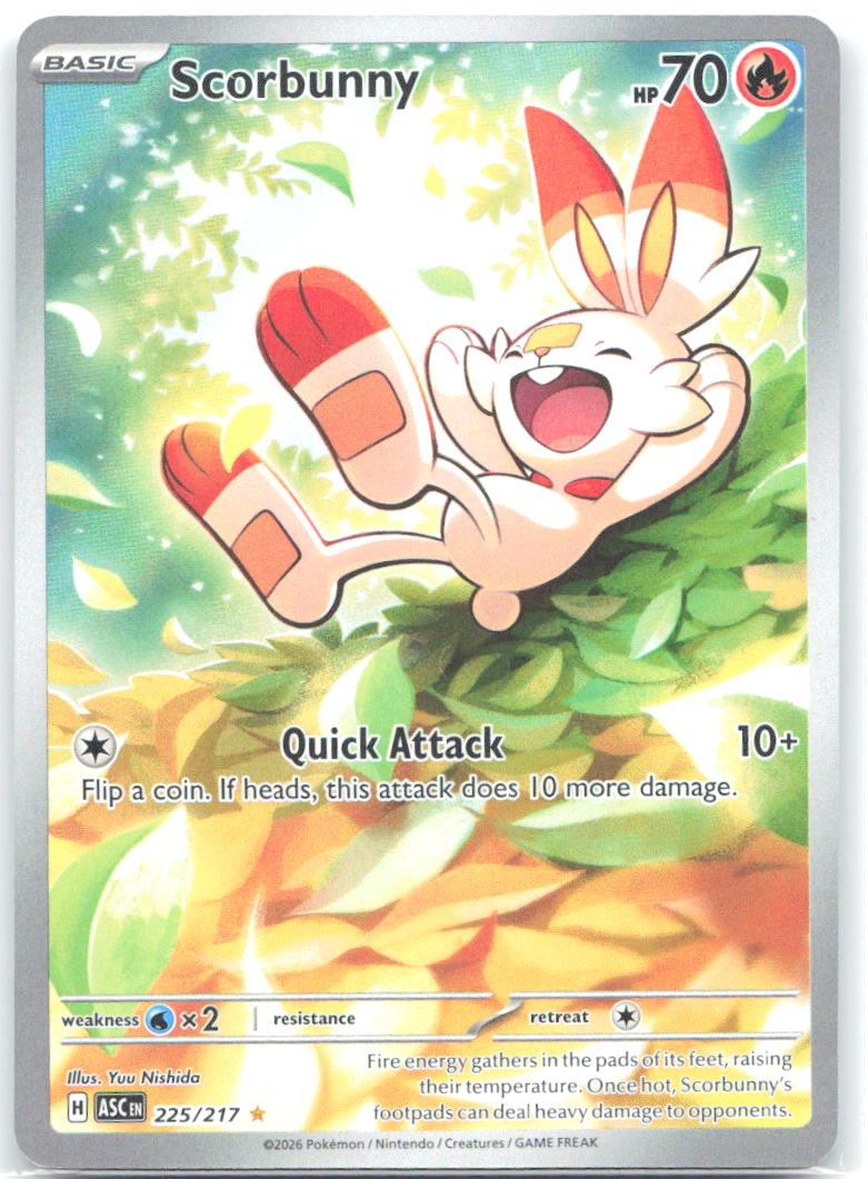 Scorbunny Holo Illustration Rare ME: Ascended Heroes 225/217 NM Yuu Nishida