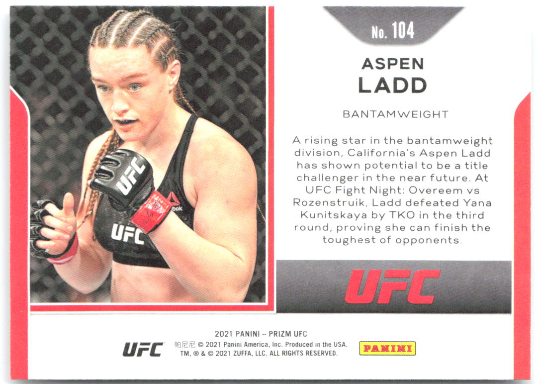 Aspen Ladd Panini Prizm UFC 104 2021