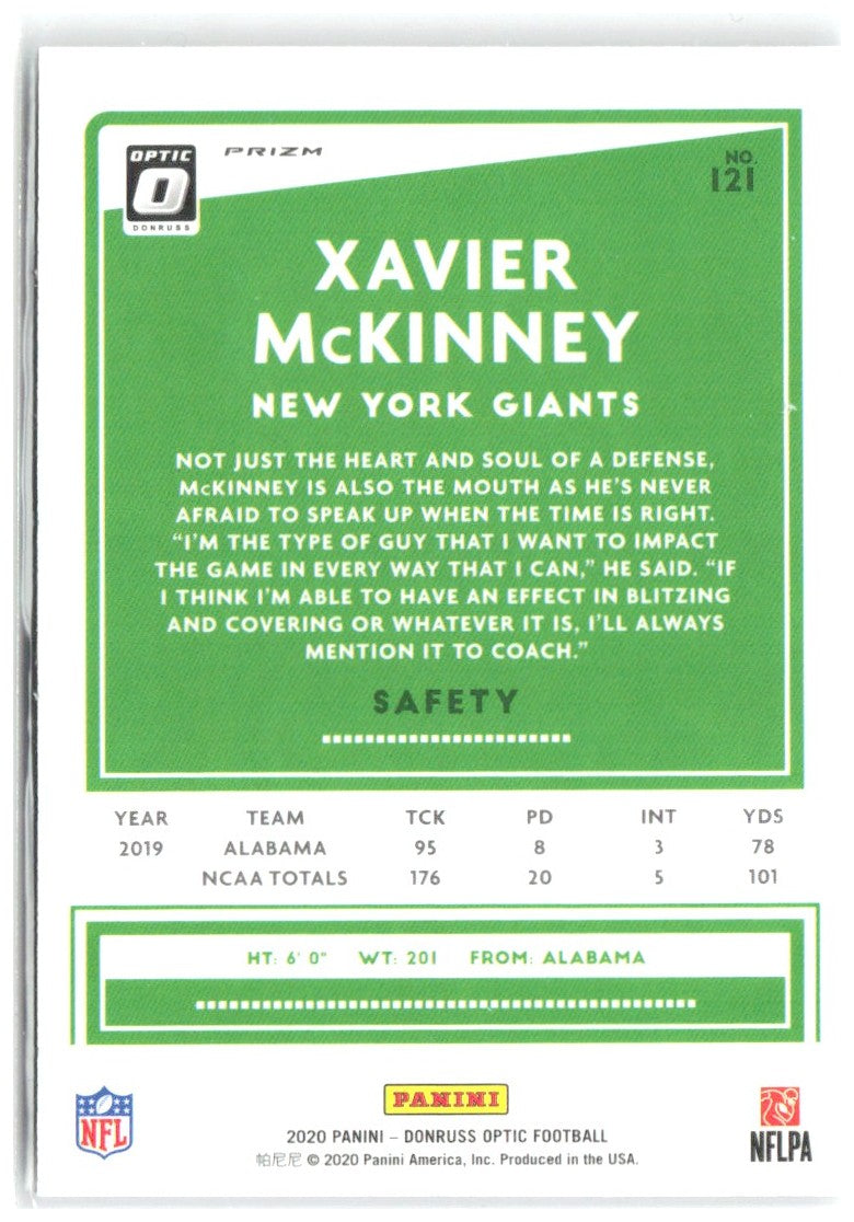 Xavier McKinney Donruss Optic - Holo 121 2020 New York Giants