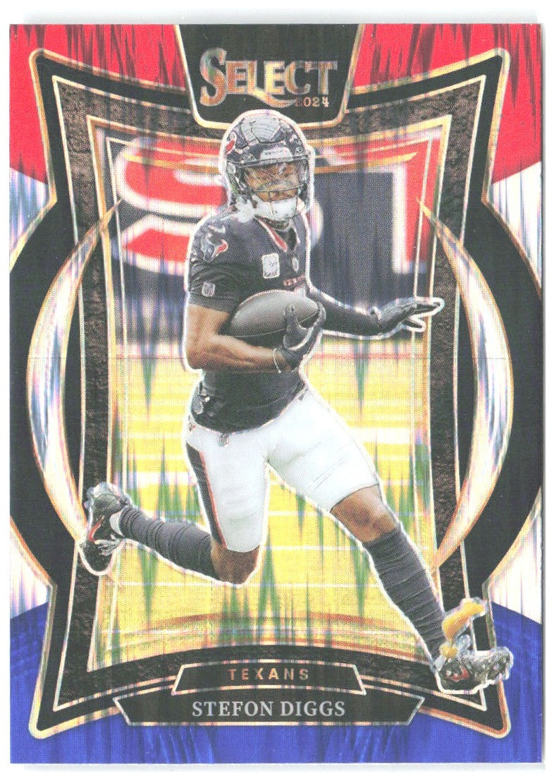 Stefon Diggs Panini Select - Red & Blue Prizm Shock 94 2024 Houston Texans
