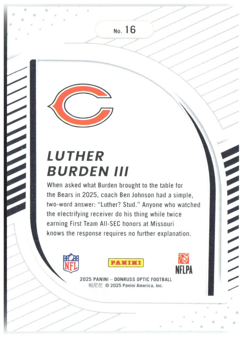 Luther Burden III Donruss Optic - Hidden Potential 16 2025 Chicago Bears