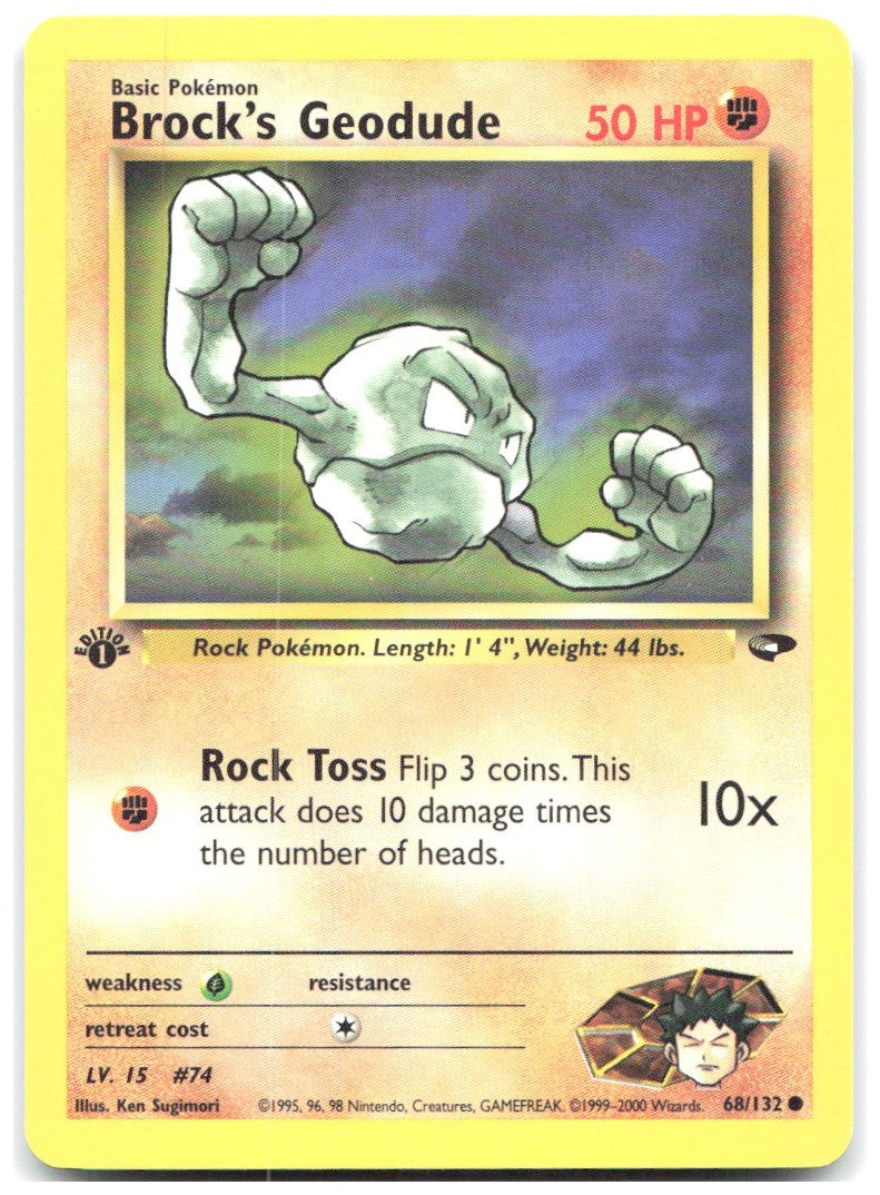 Brock's Geodude 1st Edition Common Gym Challenge 068/132 NM Ken Sugimori