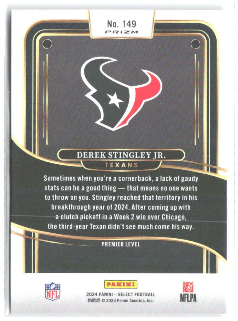 Derek Stingley Jr. Panini Select Red & Blue Prizm Shock 149 2024 Houston Texans