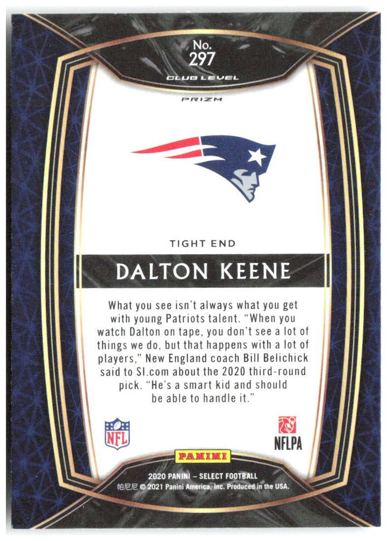 Dalton Keene Panini Select - Silver Prizm 297 2020 New England Patriots