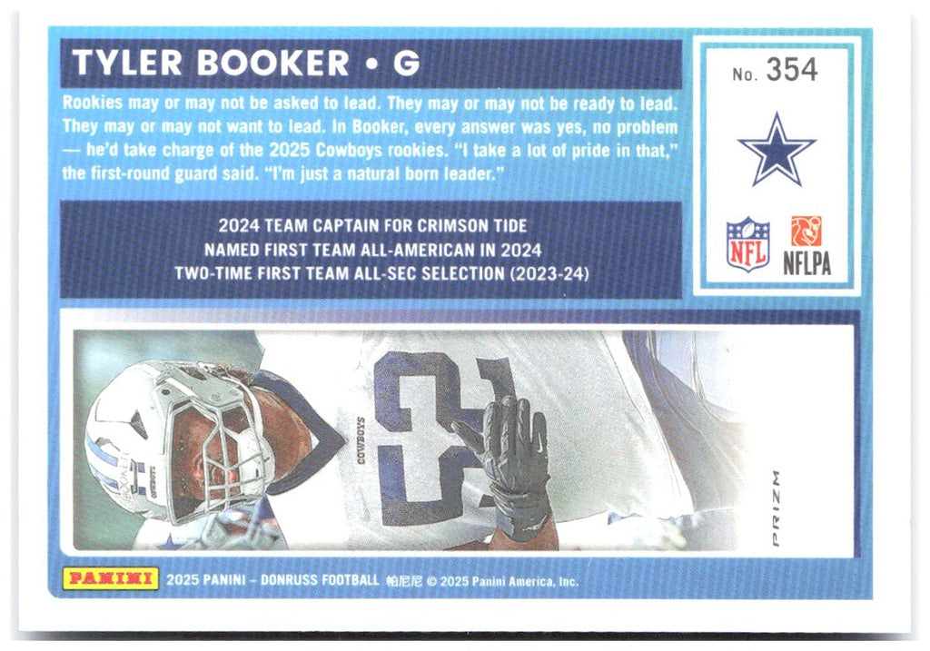Tyler Booker Donruss - Optic Rated Rookies Blue Scope 354 2025 Dallas Cowboys