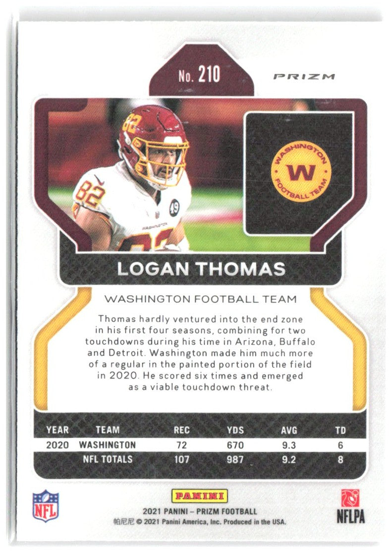 Logan Thomas Panini Prizm - Red Ice 210 2021 Washington Football Team