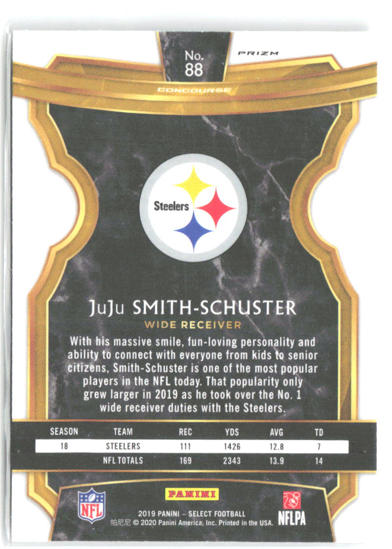 JuJu Smith-Schuster Panini Select - Silver Prizm 88 2019 Pittsburgh Steelers