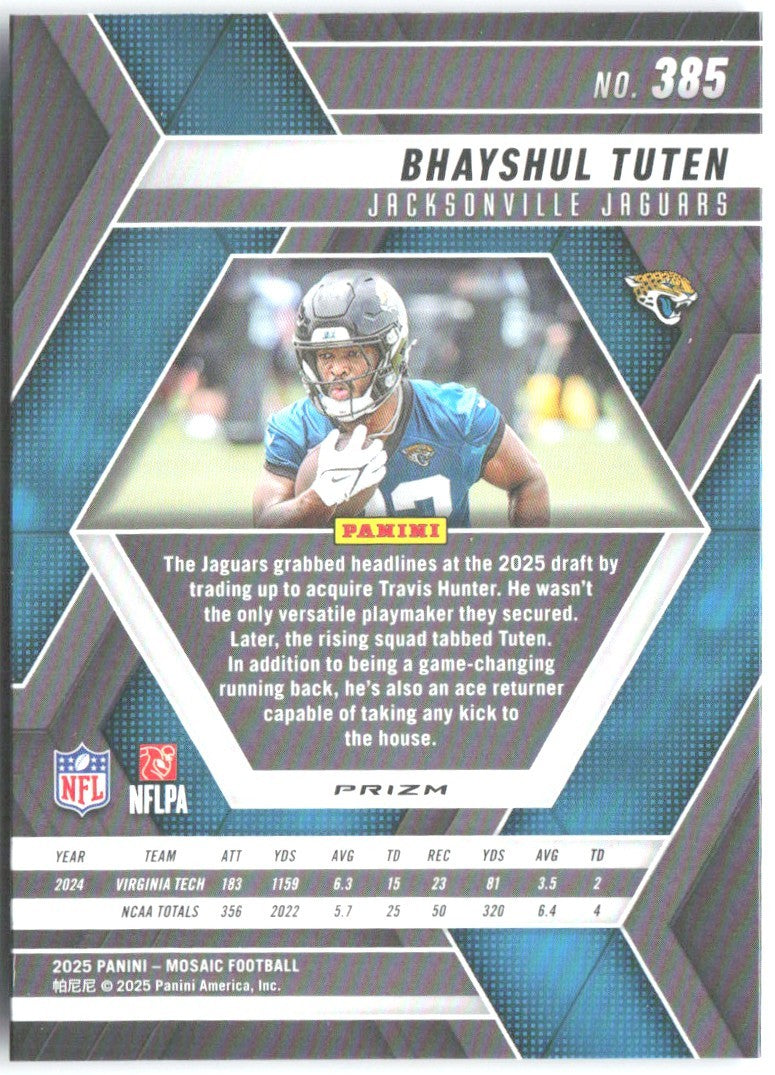 Bhayshul Tuten Panini Mosaic Mosaic Reactive Blue 385 2025 Jacksonville Jaguars