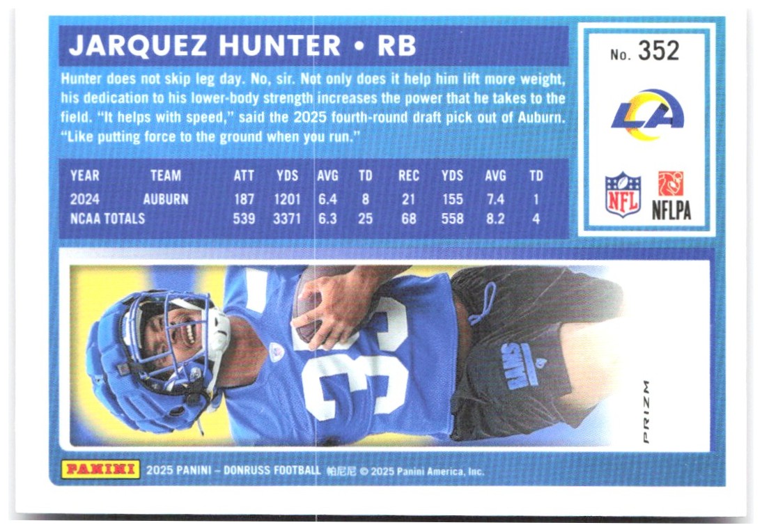 Jarquez Hunter Donruss - Optic Rated Rookies Pink 352 2025 Los Angeles Rams