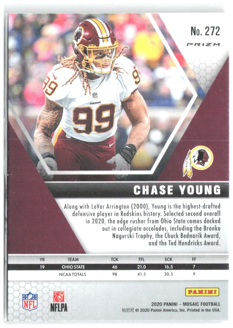 Chase Young Panini Mosaic - Prizm Reactive Gold 272 2020 Washington Redskins