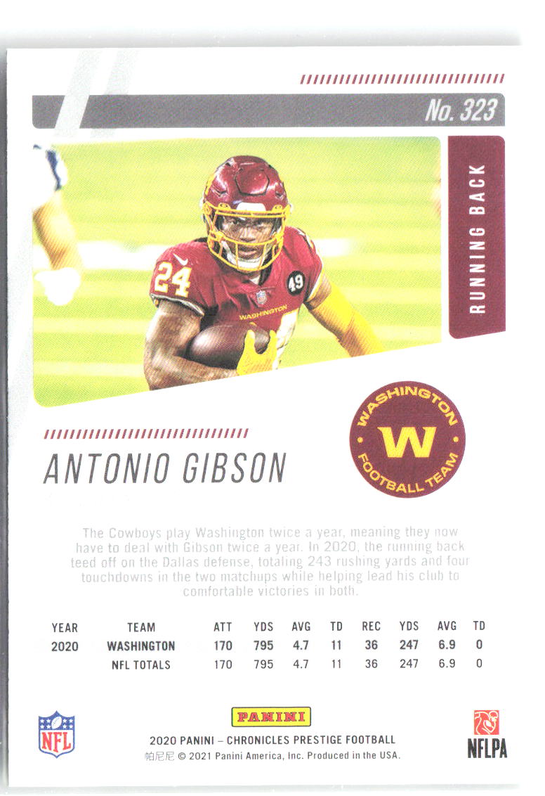 Antonio Gibson Panini Chronicles - Prestige Rookies Update 323 2020