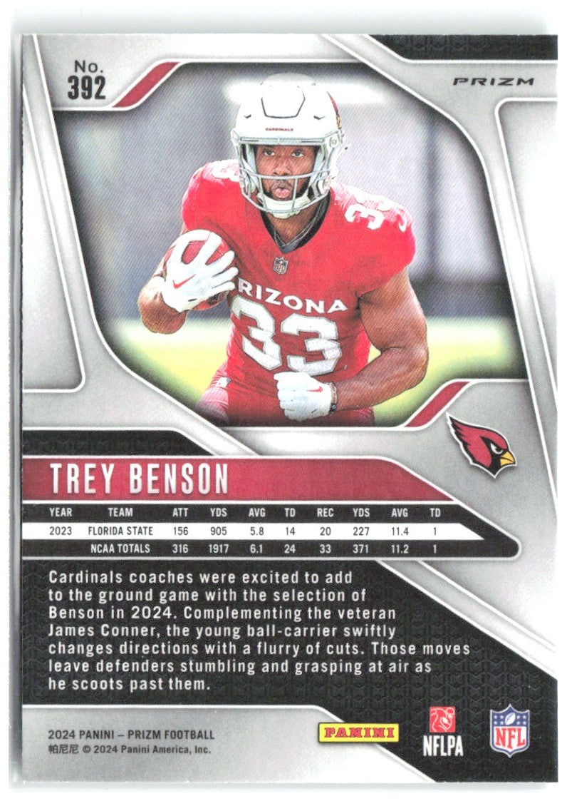 Trey Benson Panini Prizm - Green 392 2024 Arizona Cardinals