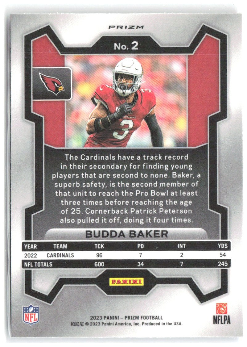 Budda Baker Panini Prizm - Red White and Blue 2 2023 Arizona Cardinals