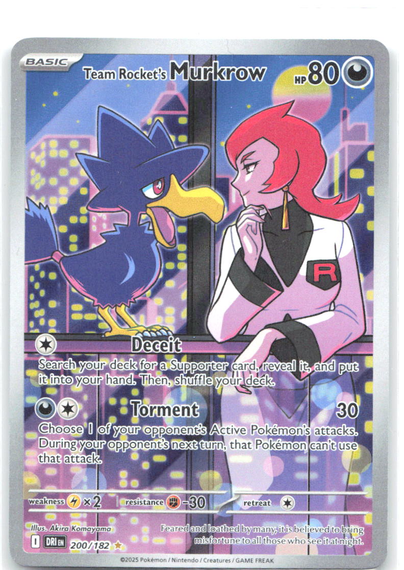 Team Rocket's Murkrow Holo Illustration Rare SV10: Destined Rivals 200/182 NM
