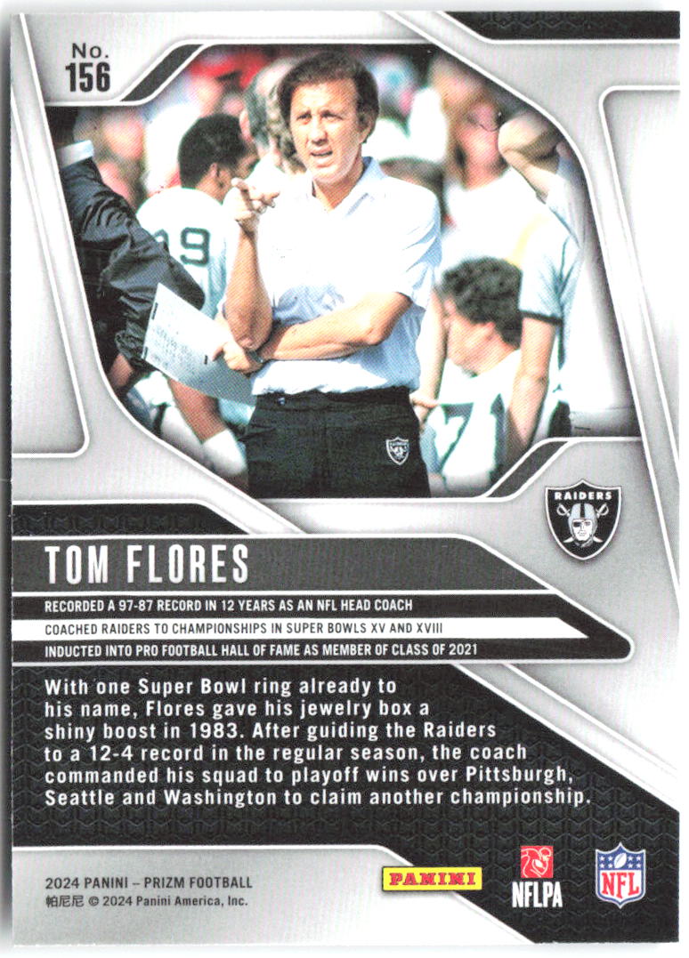 Tom Flores Panini Prizm 156 2024 Los Angeles Raiders
