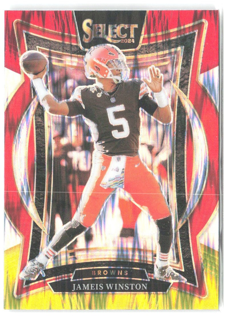 Jameis Winston Panini Select - Red & Yellow Prizm Shock 67 2024 Cleveland Browns