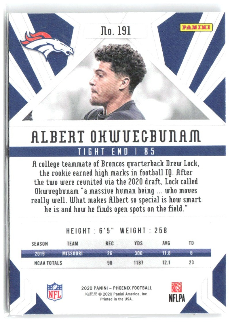 Albert Okwuegbunam Panini Phoenix - Fire Burst 191 2020 Denver Broncos