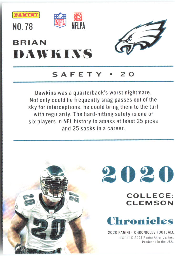 Brian Dawkins Panini Chronicles - Pink 78 2020 Philadelphia Eagles