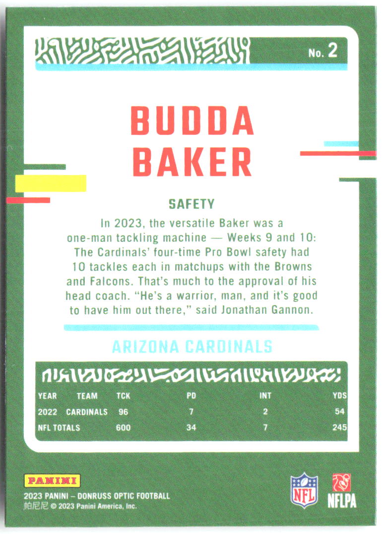 Budda Baker Donruss Optic 2 2023 Arizona Cardinals