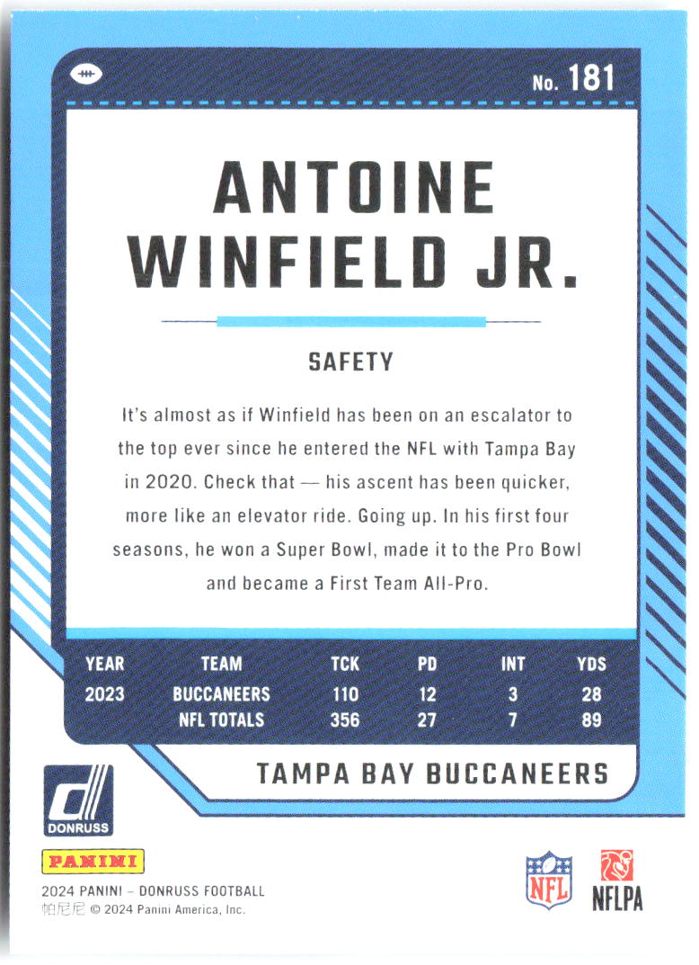 Antoine Winfield Jr. Donruss 181 2024 Tampa Bay Buccaneers
