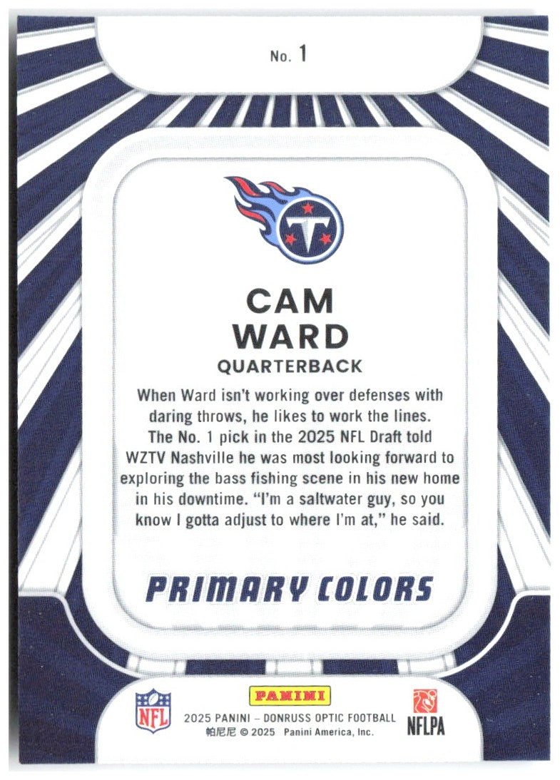 Cam Ward Donruss Optic - Rookie Primary Colors 1 2025 Tennessee Titans